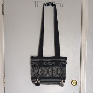 Black and Gray Patterned Women's Bag